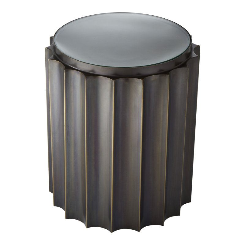 Glass Top End Table, Bronze