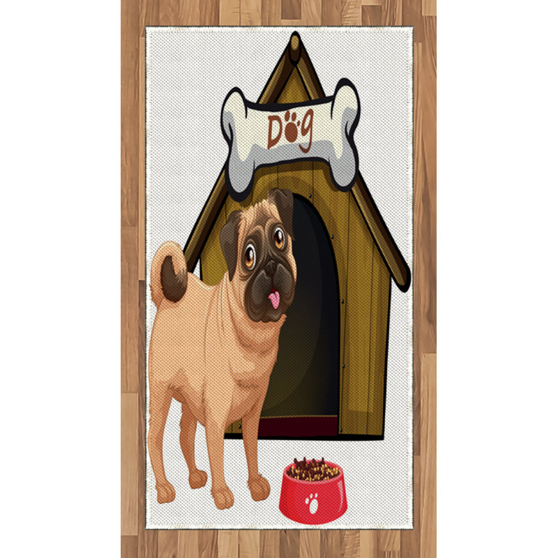 Pug High Density Long Fiber Poly Threads Decorative Area Rug Carpet, Rectangle 2'7" x 5'