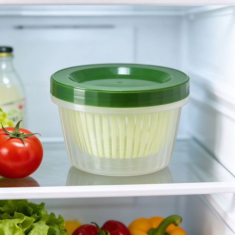 Boîtes de conservation des aliments avec panier, petit contenant à fruits et légumes, réfrigérateur, gingembre, ail, piment, boîte de préparation empilable en plastique avec