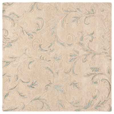 Olando Hand Tufted Wool/Cotton Floral Rug in Gray/Beige