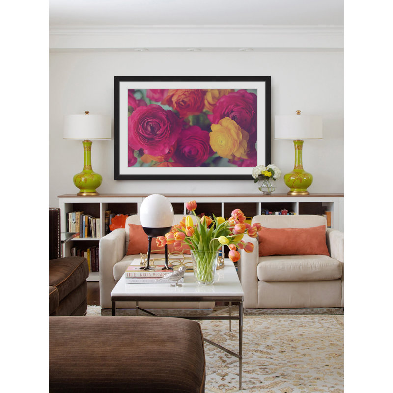 « renoncule fuchsia », reproduction de photo encadrée, H 12 po x l 18 po x P 1,5 po