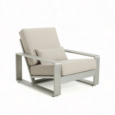 Outdoor And Indoor Aluminum Lounge Chair, Frame With Cushion, Set Of 1