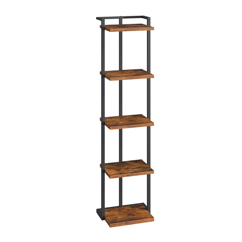 33cm W Metal Etagere Bookcase, (5 Shelves) 132cmH x 33cmW x 25.5cmD