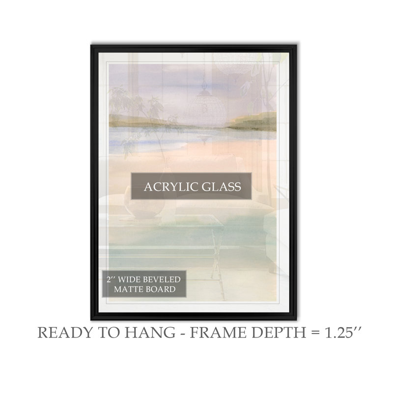 " Island Calm I " Painting Print, 30.5" H x 42.5" W x 1.5" D, Black Framed