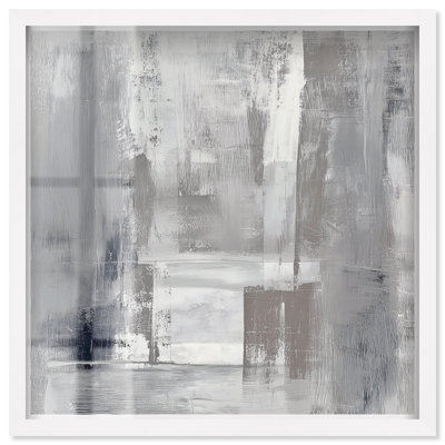 «Symphonie argentée I», art mural minimaliste par Art Remedy, cadre blanc, 25 x 25