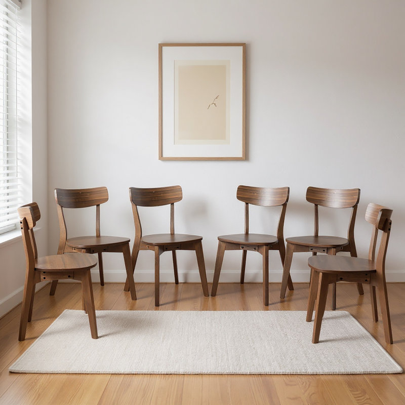 Frias Wood Dining Chair In Walnut (Set Of 6), 6