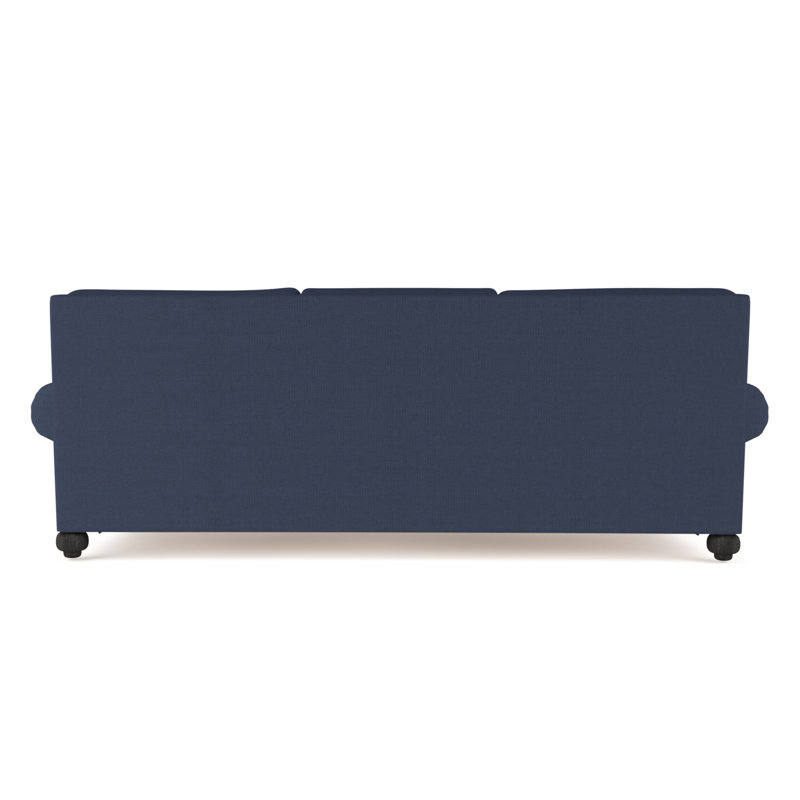 Leroy Rolled Panel-Arm Sofa with Bun Feet, Box Weave Linen Pumice, 36" H x 84" W x 49" D, Weathered