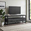Meuble télé à finition bois noir récupéré avec 3 tiroirs, H 21,51 po x l 58,84 po x P 15,31 po-608685537
