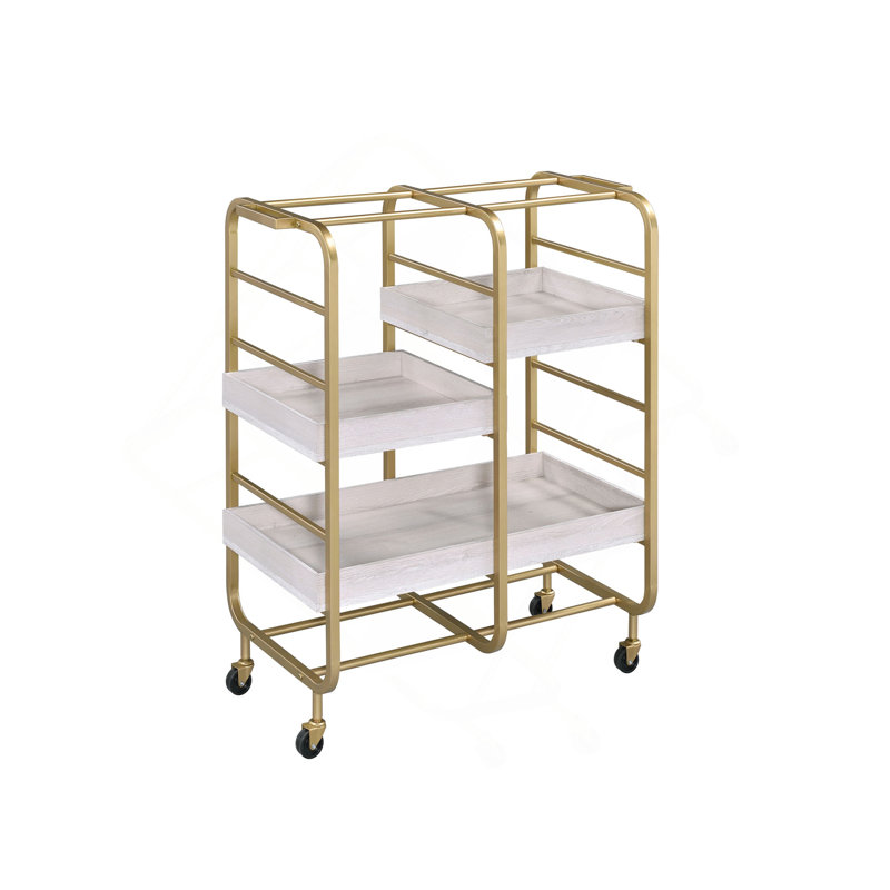 Serving Cart With 3 Adjustable Trays