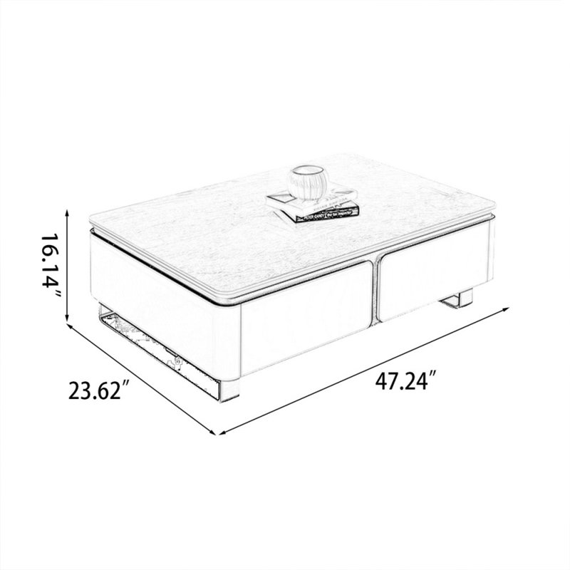 Table basse Grey Stone + Bois manufacturé, H 16,14 po x L 47,24 po x l 23,62 po, Gris