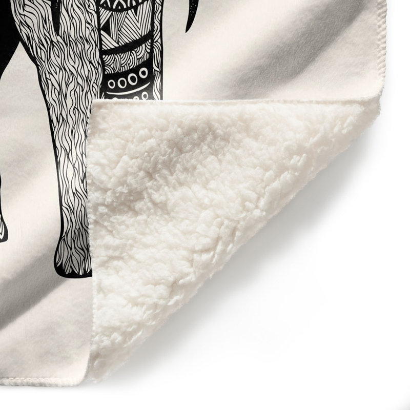  Jeté One Tribal Elephant, l 51 po x L 60 po, Blanc / Gris