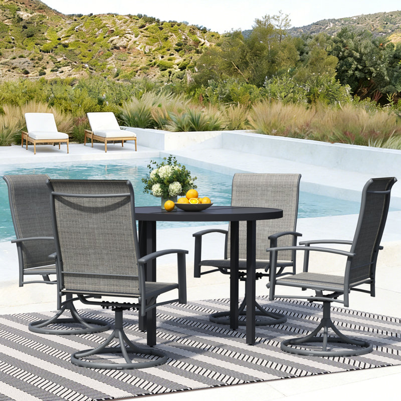 Swivel Patio Chairs Set of 2, Outdoor Swivel Armchairs, High Back Metal Dining Chairs for Outside, Ergonomic Patio Swivel Chairs, All-Weather Garden Deck Furniture