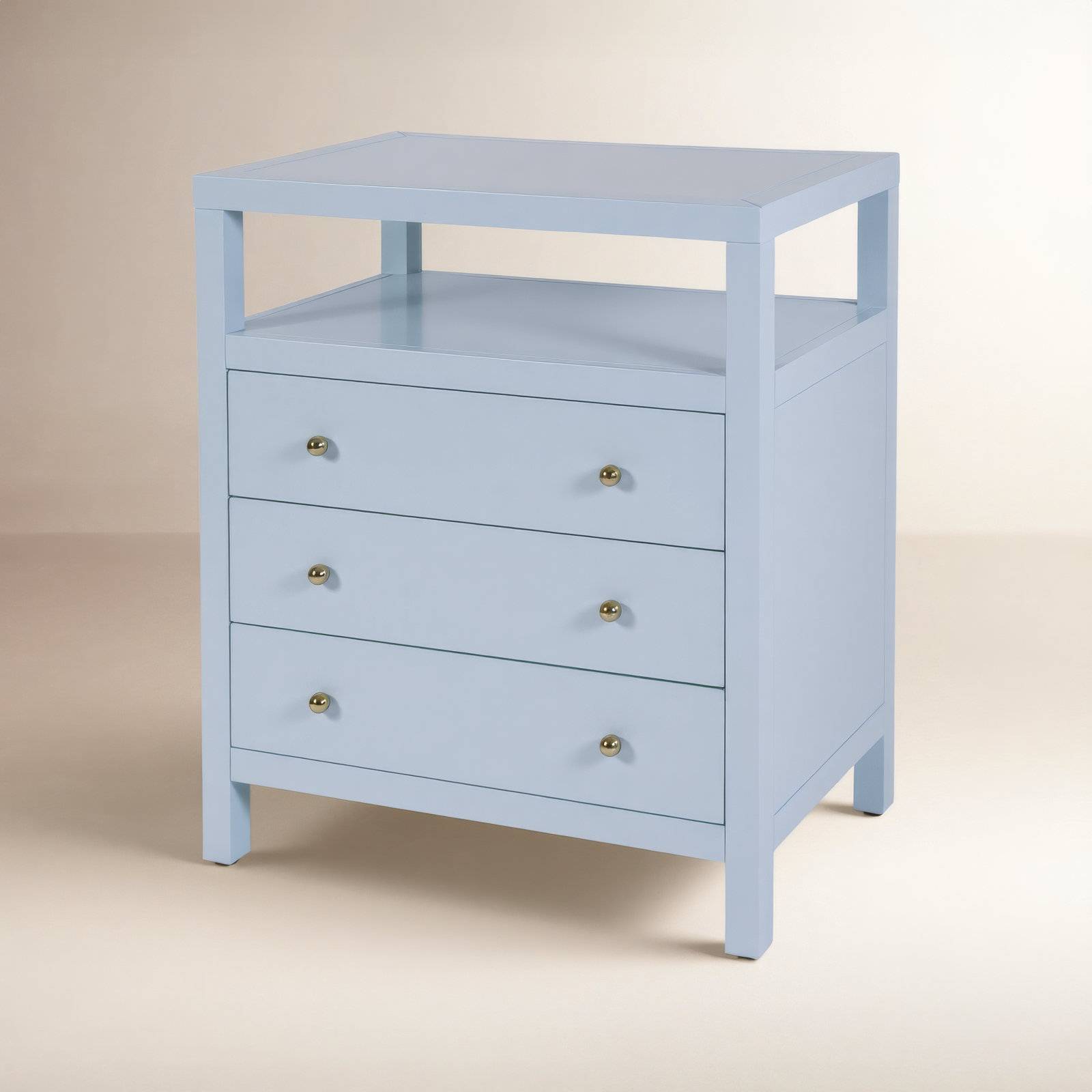 Celine 3-Drawer Acacia Nightstand, Light Blue