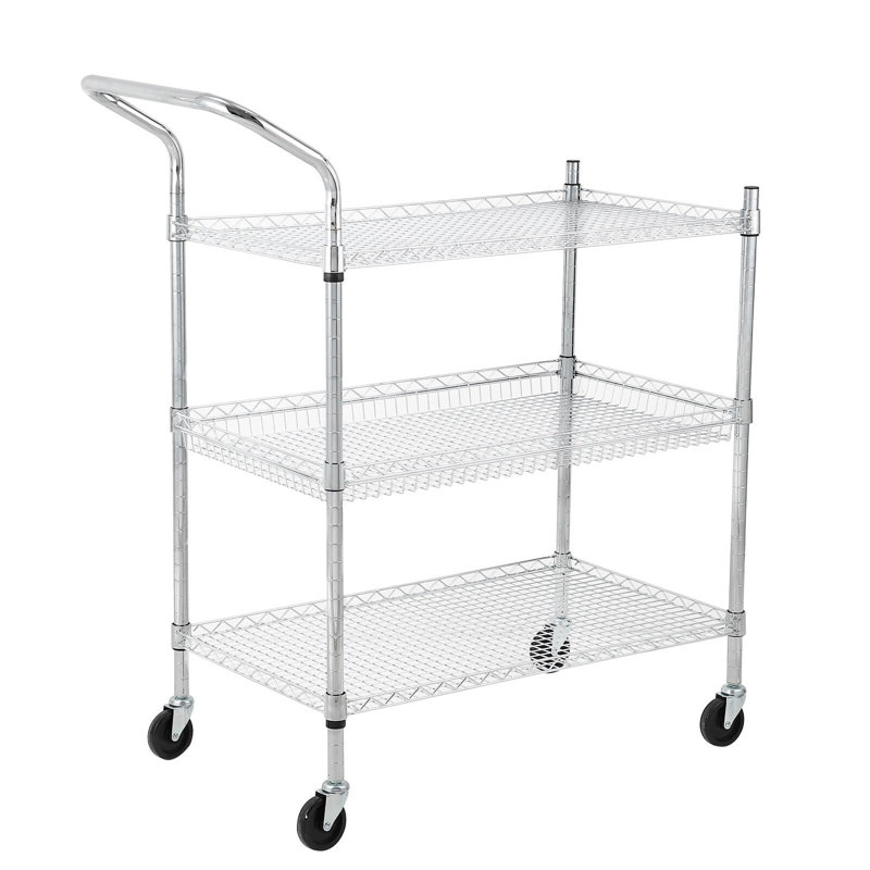 Metal Mesh Cart With Wheels, 40.2" H x 17" W  x 29.5" D