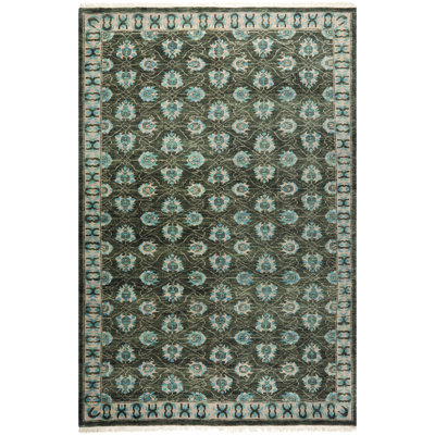 Oushak Oriental Hand-Knotted Wool Charcoal Area Rug