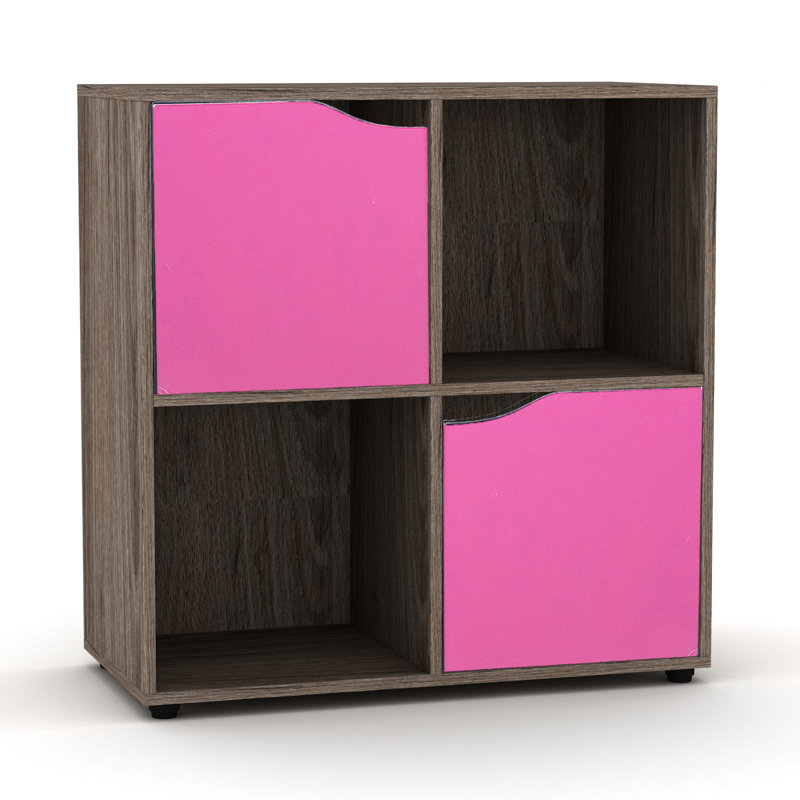 Ethyleen 61cm H x 60cm W Cube Bookcase, Anthracite/Fuchsia