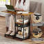 Table basse roulante avec plateau en bois surdimensionné à double largeur, plateau de télévision mobile avec tiroir de rangement et roulettes pour canapé, table d'appoint portable pour le salon, bureau personnel, bureau spacieux pour travailler