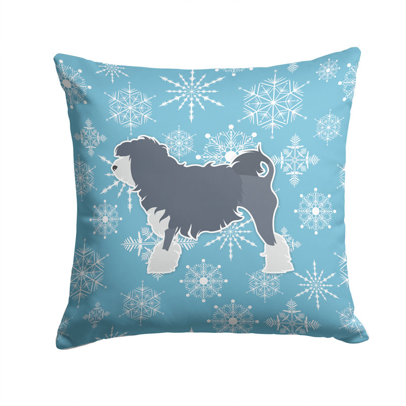 Coussin intérieur/extérieur en flocons d’hiver, H 14 po x l 14 po x P 3 po