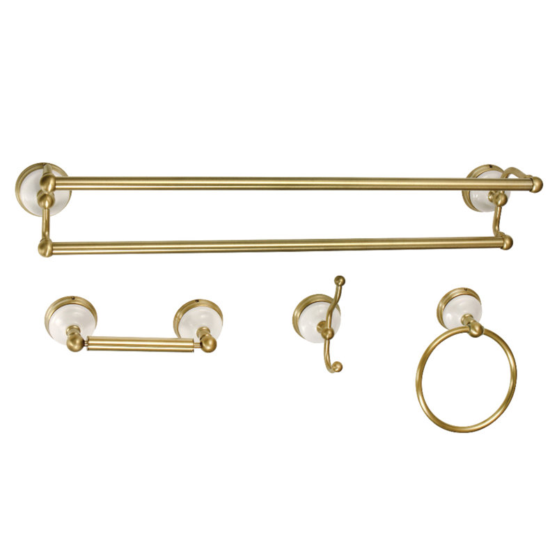 Kingston Brass Victorian 4-Piece Bathroom Hardware Set, Brushed Brass