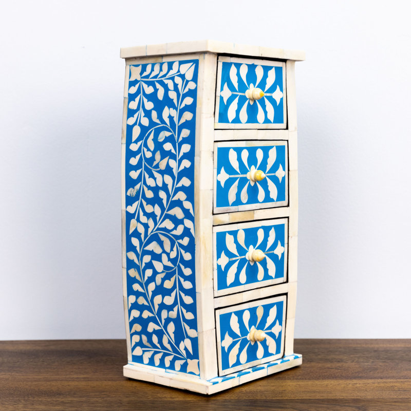 Jewelry Box + Drawers, Bone Inlay 