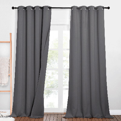 Rideaux 100% occultants et isolants à 3 couches avec œillets et isolation thermique pour chambre à coucher, 2 panneaux