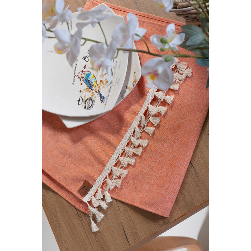 Cotton Tasseled 40 X 150 Cm Table Runner - Boundry Purple, Orange