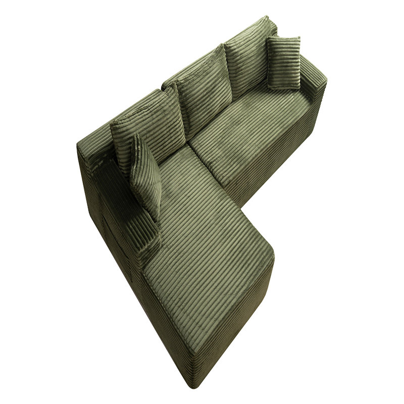 Canapé modulaire à compression (vert), Velours côtelé vert, Orienté vers la gauche