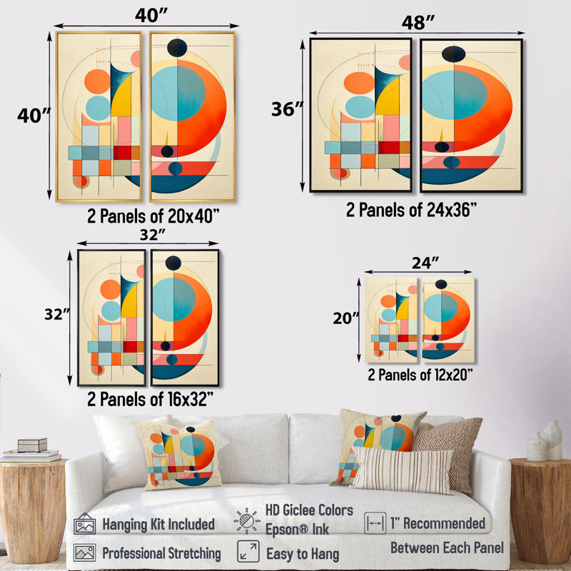 «Serendipity Abstract Mid-Century Geometrics IV», décoration murale abstraite de style Mid-Century, H 32 po x l 32 po