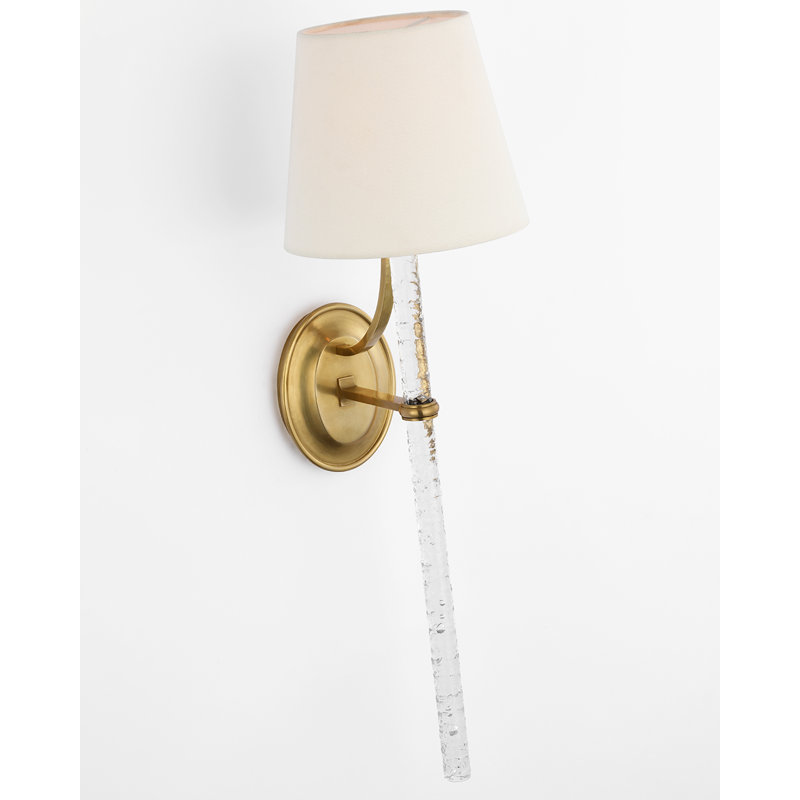 Abigail 1 - Light Armed Sconce, Soft Brass/Clear Wavy Glass