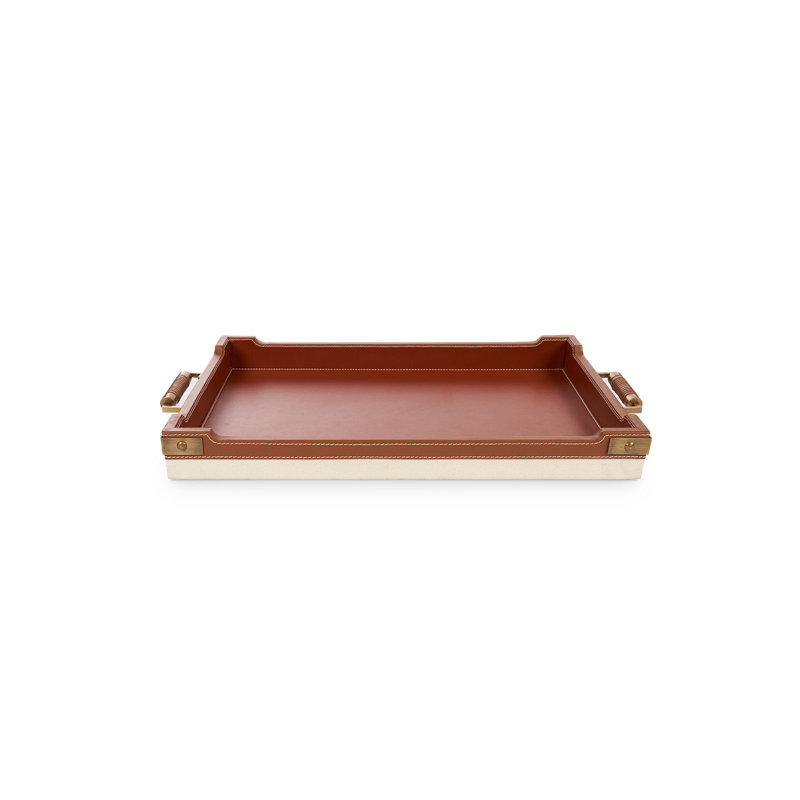 Toulon Decorative Tray, Tan/Walnut