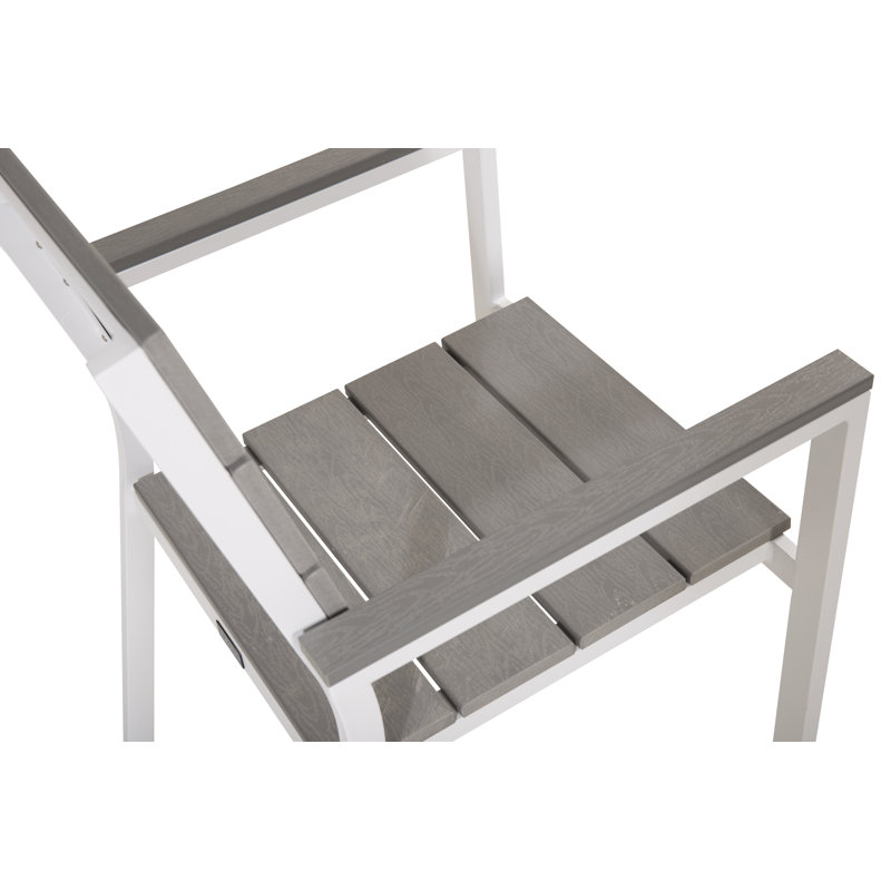 Faiyaz Patio Dining Armchair with Cushion, Grey/White