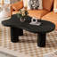 Table basse de 44 po x 25,9 po à assemblage facile avec plateau de 1,5 po d'épaisseur, table de bout irrégulière de style crème avec 3 pieds robustes, table centrale élégante avec bord rond pour le salon-994774286