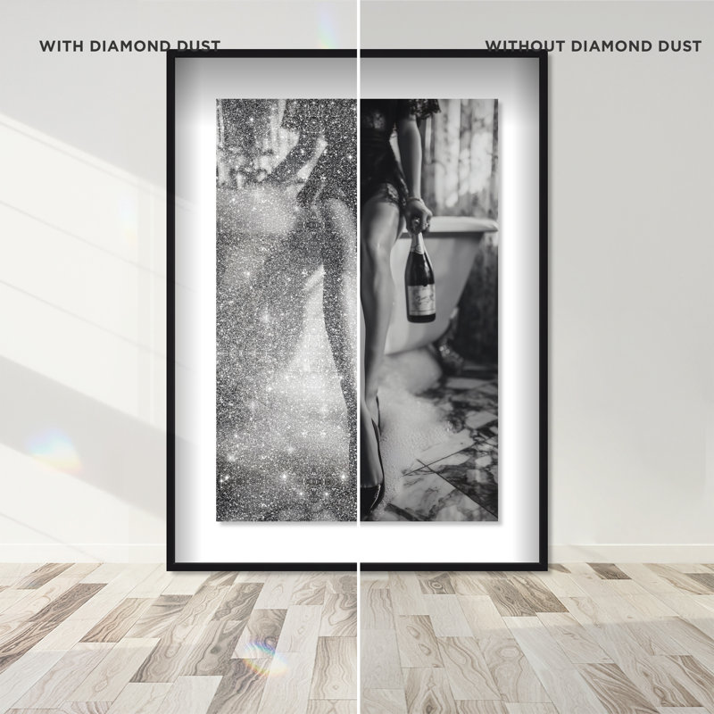 Bubbly Midnight Shadowbox Fashion Print by Oliver Gal, Black Frame, 10 x 15, 17.5"H x 25.5"W, Black Shadowbox