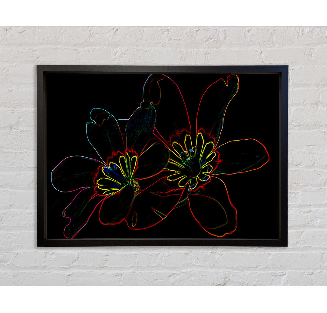 Abstrakte Neon Floral 38 - Einzelner Bilderrahmen Kunstdrucke auf Leinwand