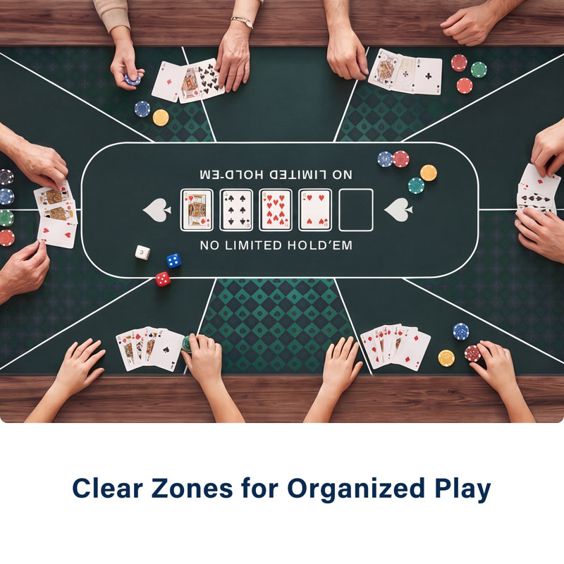 Rectangular EVA Poker Mat, No Crease Gaming Table Top Cover for 6-8 Players