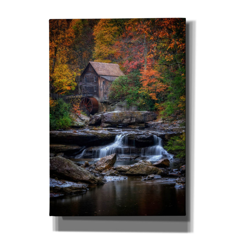 «Glade Creek Grist Mill» par Rick Berk, art mural sur toile, H 26 po x l 18 po x P 0,75 po