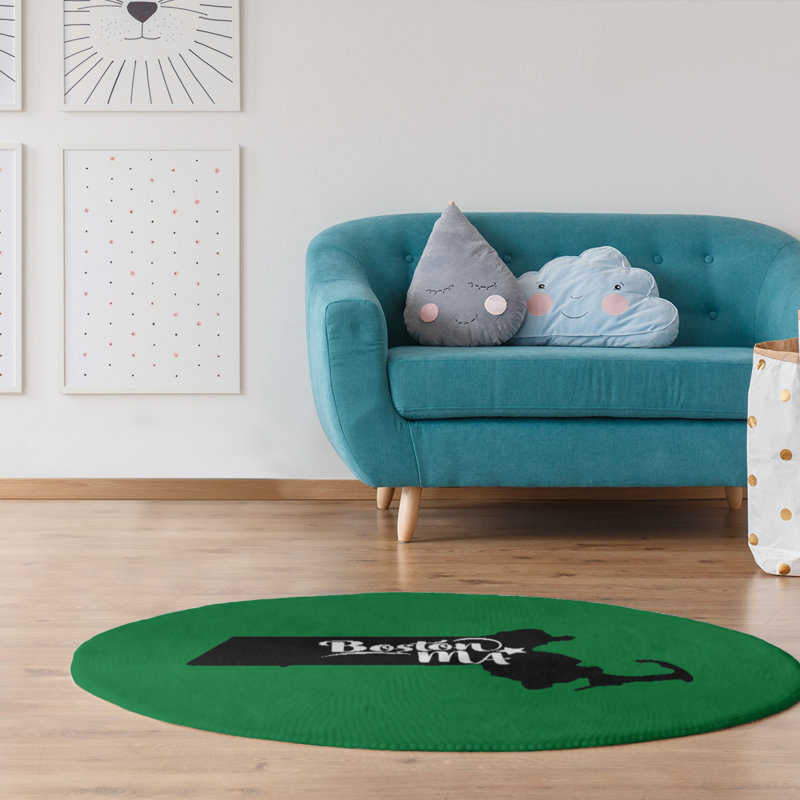Tapis de la zone verte en polyester boston sports cochenilles, Rond 5 pi