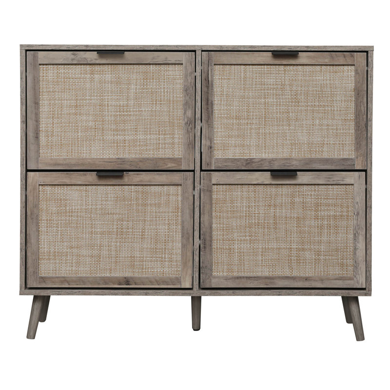Range-chaussures 4 portes, armoire de rangement pour chaussures moderne autoportante, Gris foncé