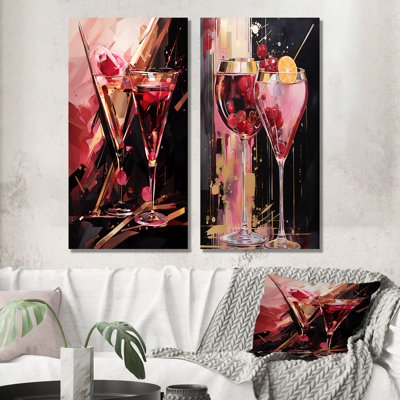 Ensemble de 2 impressions sur toile Kir Royale Radiance Cocktail