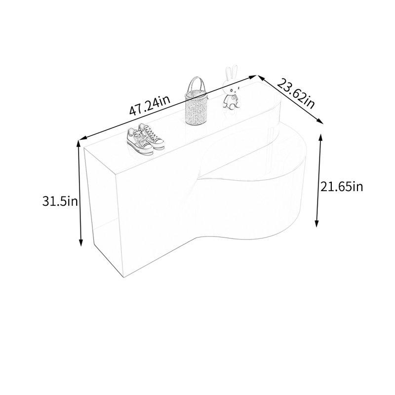 Table de présentation Pink Wave, H 31,5 po x l 47,24 po x P 23,62 po