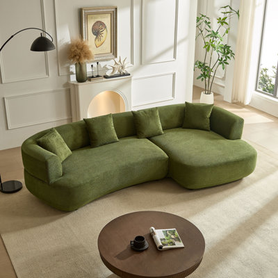 Canapé incurvé 110,63 pouces, canapé modulaire incurvé vert 4 places avec 4 coussins gratuits, canapé modulaire moderne, canapé rembourré confortable pour le salon, le bureau