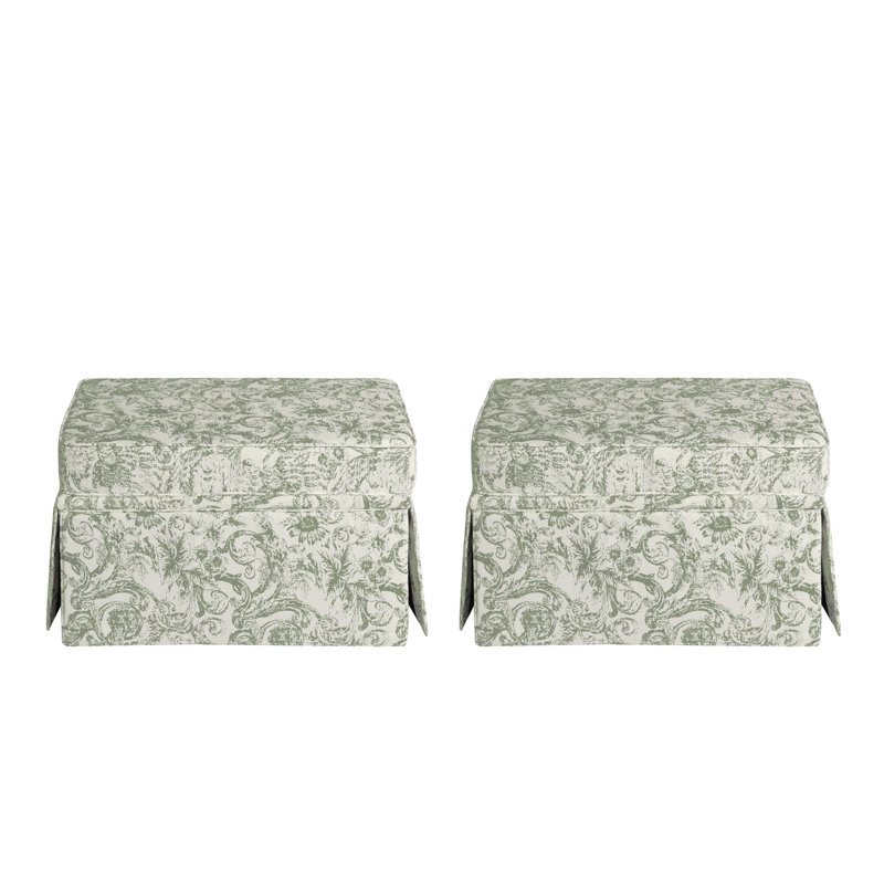 Storage Upholstery Ottoman, Rococo Green Chenille