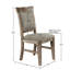 Chaise d'appoint de salle à manger de style rustique pour 2 personnes - structure en bois massif, dossier et siège rembourrés gris (2 pièces), bois, revêtement, attrait naturel-2141234719