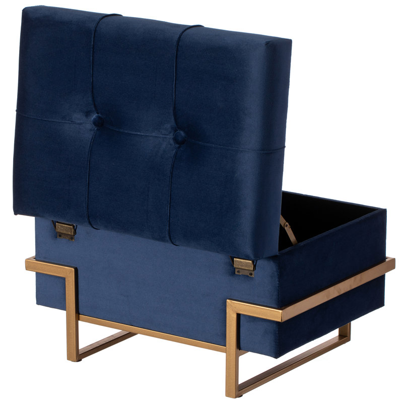 Havenhill Velvet Ottoman, Blue Small