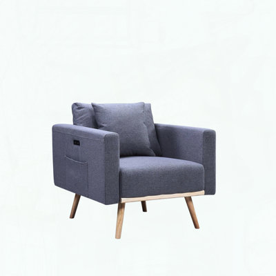 Armchair with USB Charging Port and Side Pockets