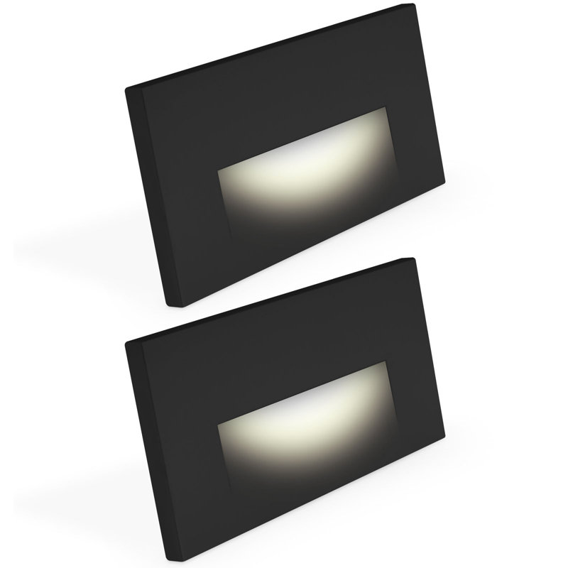 Marchepieds horizontaux à DEL Luxrite, 5CCT, 3W, 150LM, faisceau à 90 °, à intensité variable, 120V, IP65, couvercle de plaque interchangeable, paquet de nickel brossé intérieur / extérieur