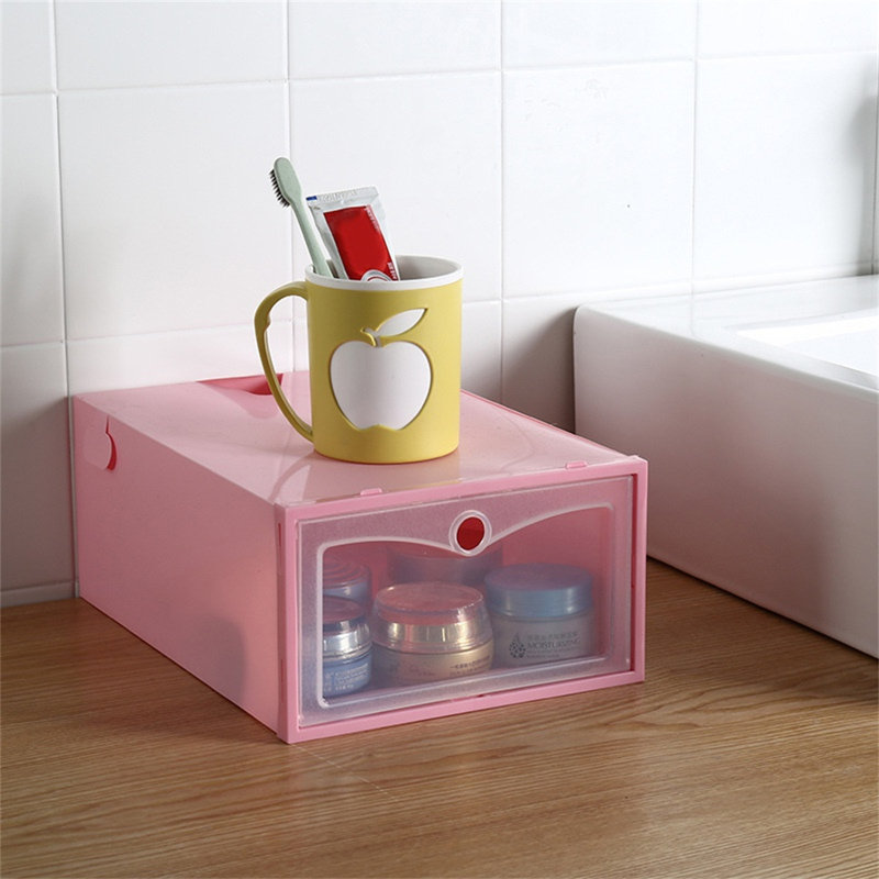 Boîte de rangement à couvercle rabattable, Rose clair