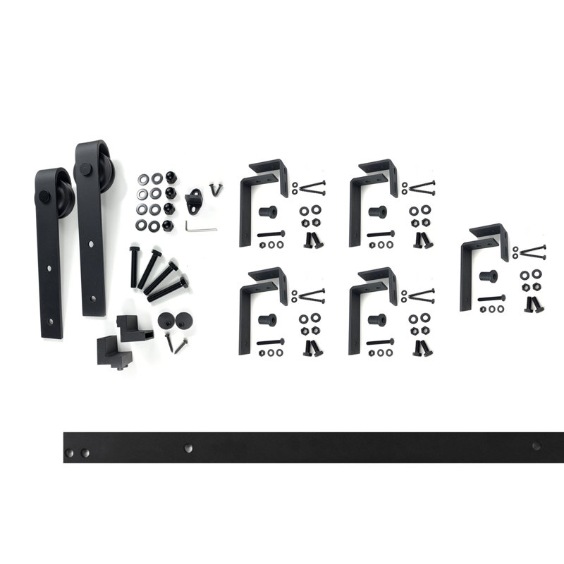 Ensemble de quincaillerie de dérivation convertible simple à double rail noir rustique, 72 po