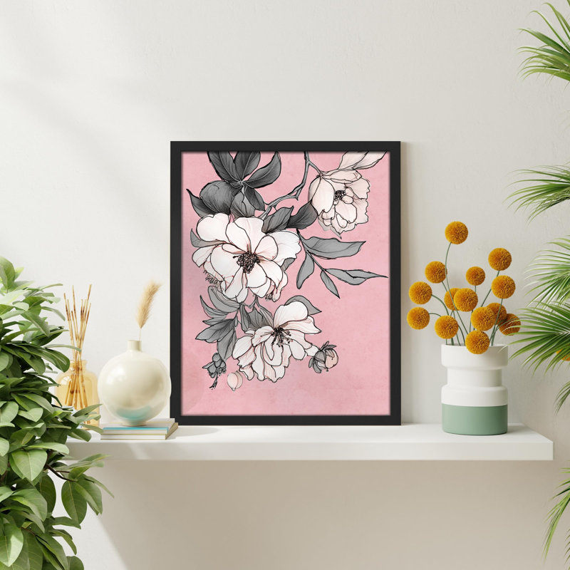 «Light Rose Flower Realism Rustic Nature Relax / Calm Multicolor Office» sur papier, Noir, H 16 po x l 12 po