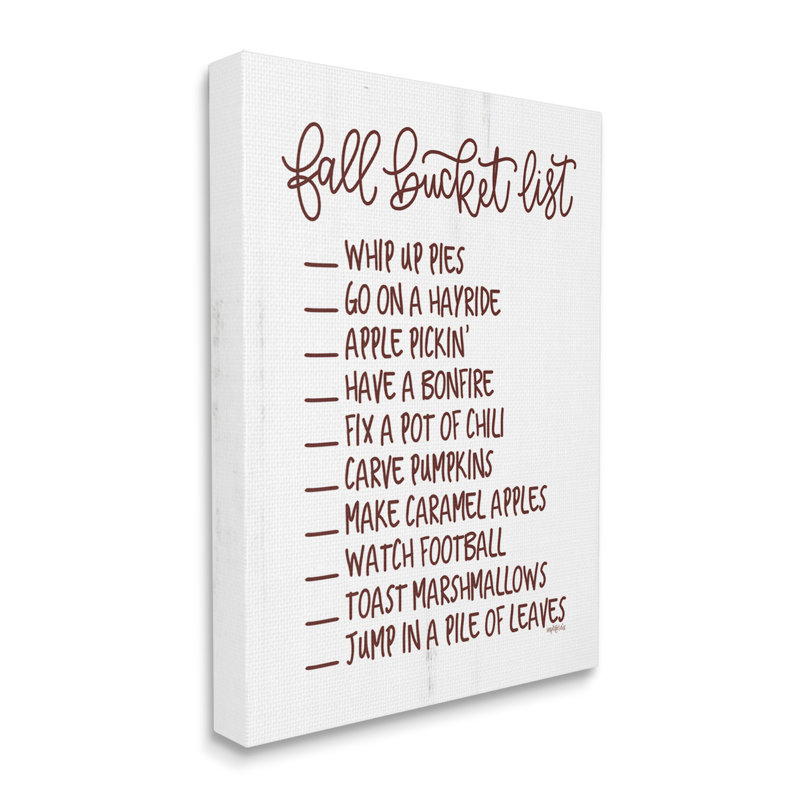 «Fall Bucket List», typographie saisonnière, motif de grain noir, estampe numérique encadrée, art imparfait, Toile tendue